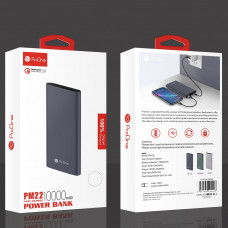پاور بانک ProOne PM22 / ظرفیت 10000 میلی آمپر / 2 پورت USB / درگاه تایپ سی به همراه کابل شارژ تایپ سی / پاور دار با چراغ اعلان ظرفیت 4 نقطه / فست شارژ با نشانگر / به همراه کارت گارانتی یک ساله